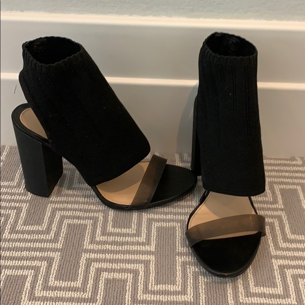 ZARA black open toe sock heel